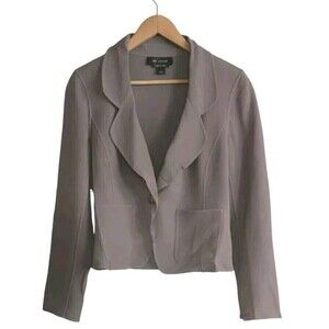 ST. John Hand Sewn Blazer Women's 4 Wool Taupe Pink Cropped One Button